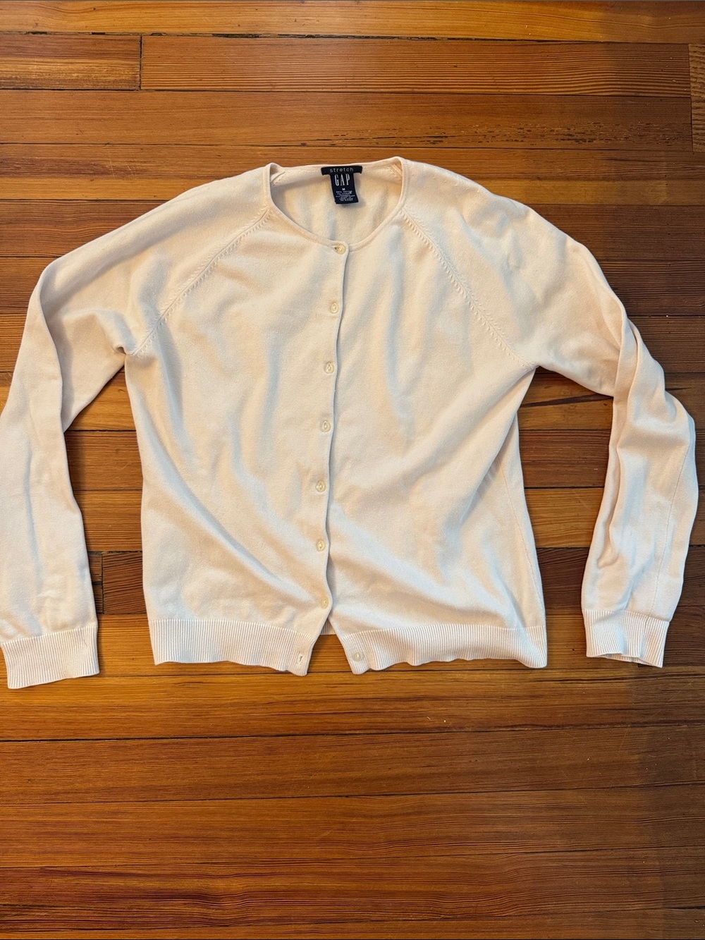 GAP Cream Button-Up Crewneck Cardigan